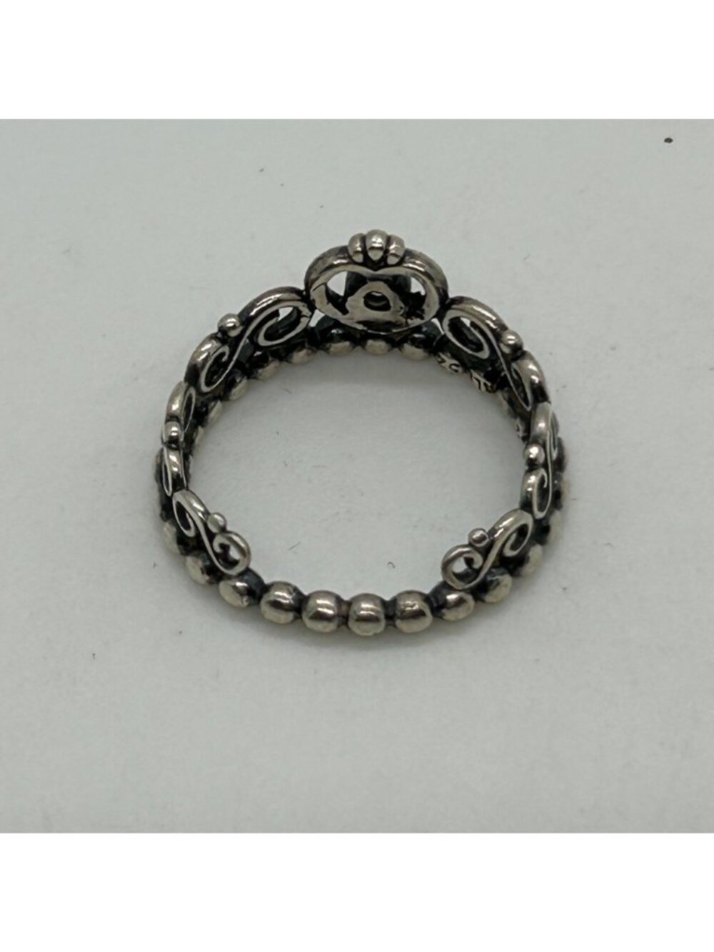 Pandora Sterling Silver My Princess Tiara Crown Heart Ring With Clear CZ Size 6 - Picture 6 of 14
